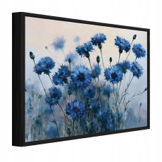 Tableau dans un cadre noir sur toile : fleurs, prairie, nature, salon, chambre à coucher, 40 x 30