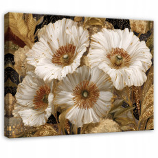 Tableau abstrait glamour aux fleurs dorées pour la chambre ou le salon, sur toile, 60 x 40 cm