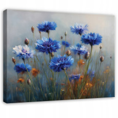 Tableau abstrait représentant des fleurs bleues, pour chambre à coucher ou salon, sur toile, 100 x 70 cm