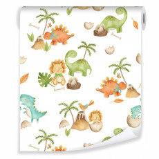 Papier peint pour chambre d'enfant sur intissé pour enfants dinosaures