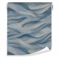 Papier peint abstrait bleu vagues 3D sur intissé mur salon chambre à coucher