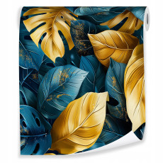 Papier peint feuilles vertes tropicales sur intissé mur salon chambre à coucher