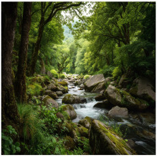 Papier peint photo forêt nature 3D ruisseau chambre salon papier peint intissé