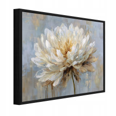 Tableau sur toile dans un cadre noir, fleurs, style abstrait, salon ou chambre à coucher, 120 x 80