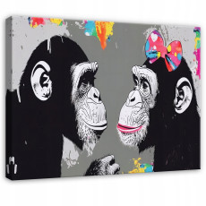 Tableau graffiti « Le singe » de Banksy, style moderne, pour chambre ou salon, sur toile 40 x 30