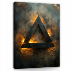 Tableau abstrait avec des figures géométriques dorées et noires pour la chambre à coucher ou le salon, 100 x 70 cm