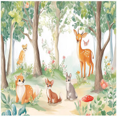 Papier peint pour enfants forêt animaux filles papier peint intissé 150x105