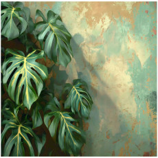 Papier peint photo feuilles de monstera vert béton pour chambre à coucher salon papier peint 300x210