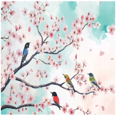 Papier peint photo oiseaux fleurs de cerisier brindilles pour la chambre à coucher salon 250x175