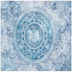 Papier peint mandala bleu pour chambre ou salon, sur intissé, 250 x 175 cm
