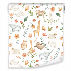 Papier peint pour chambre d'enfant sur intissé animaux pour enfants enfant