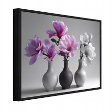 Tableau dans un cadre noir sur toile, fleurs dans un vase, salon, chambre à coucher, 40 x 30