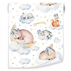 Papier peint pour chambre d'enfant animaux de la forêt rouleau