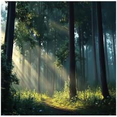 Papier peint forêt Soleil arbres 3D nature pour mur chambre salon 350x250