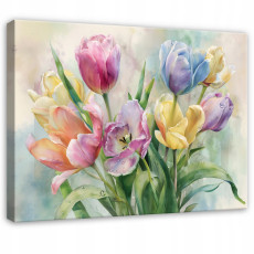Tableau abstrait représentant des fleurs et des tulipes, pour la chambre à coucher ou le salon, sur toile, 60 x 40 cm