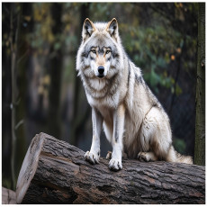 Papier peint photo loup forêt 3D animaux nature pour mur chambre salon 150x105