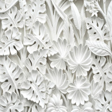 Papier peint mural blanc en relief 3D avec des feuilles et des fleurs, pour le salon