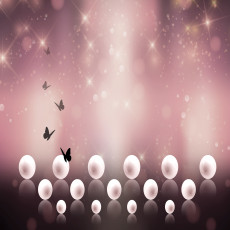 Papier peint mural « Perles, papillons, rose et bokeh » : glamour pour la chambre à coucher ou le salon