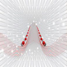 Papier peint mural 3D « Tunnel » : sphères rouges et blanches pour le salon