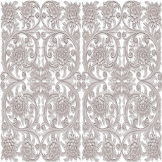 Papier peint mural avec motif floral sculpté, gris, pour le salon