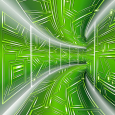 Papier peint mural 3D « Tunnel de science-fiction » vert pour bureau ou chambre d'enfant