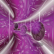 Papier peint mural 3D « Tunnel de sphères violettes » pour salon de style science-fiction