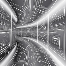 Papier peint mural 3D « Tunnel de science-fiction » gris argenté pour bureau ou salon
