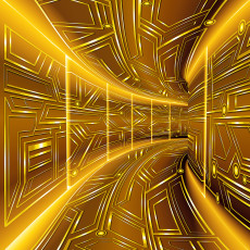 Papier peint mural 3D « Tunnel de science-fiction doré » pour un salon glamour
