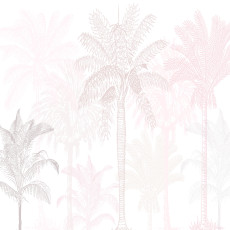 Papier peint mural à motif de palmiers, rose et blanc, pour le salon