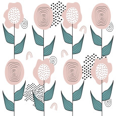 Papier peint mural « Roses scandinaves et feuilles roses » pour chambre d'enfant