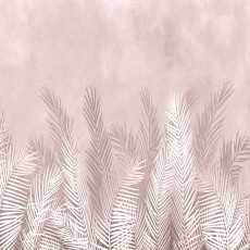 Papier peint mural « Feuilles de palmier » pour salon en béton rose