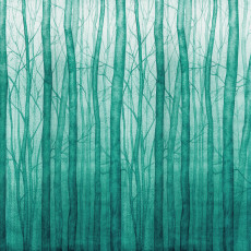 Papier peint mural « Arbres de la forêt » bleu sarcelle pour le salon