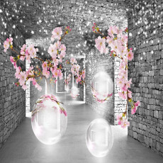 Papier peint mural 3D « Tunnel de fleurs de cerisier » pour le salon