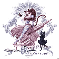 Papier peint mural pin-up tatouage vintage pour le salon