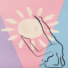 Papier peint mural minimaliste : femme et soleil dans le salon