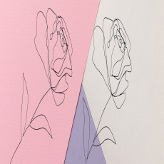 Papier peint mural au trait rose pastel pour le salon