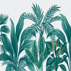 Papier peint mural tropical à feuilles de palmier pour salon