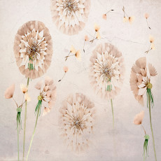 Papier peint mural « Pissenlits » à fleurs en papier, beige, pour le salon