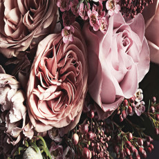 Papier peint mural « Roses et pivoines rose poudré » pour le salon