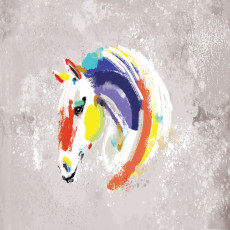 Papier peint mural représentant un cheval arc-en-ciel pour le salon