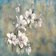 Papier peint mural « Magnolias blanches vintage » pour le salon