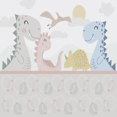 Papier peint mural pour chambre d'enfant : dinosaures de dessin animé aux couleurs pastel