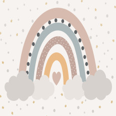 Papier peint mural bohème « nuages arc-en-ciel » pour chambre d'enfant