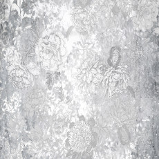 Papier peint mural argenté à motifs damassés et fleurs pour le salon