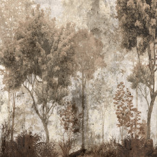 Papier peint mural « Sepia Misty Forest » pour le salon