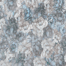 Papier peint mural bleu-gris à pivoines pour le salon
