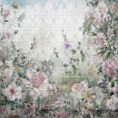 Papier peint mural vintage « Fleurs de jardin » pour le salon