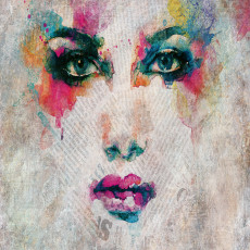 Papier peint mural représentant un visage de femme à l'aquarelle pour le salon