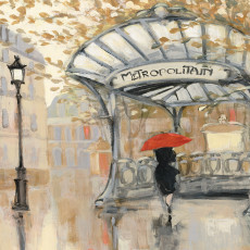 Papier peint mural « Paris Métro » avec parapluie pour le salon