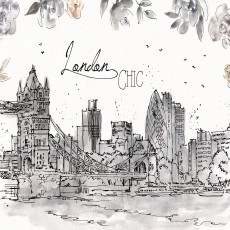 Papier peint mural représentant une esquisse de la ligne d'horizon de Londres pour le salon